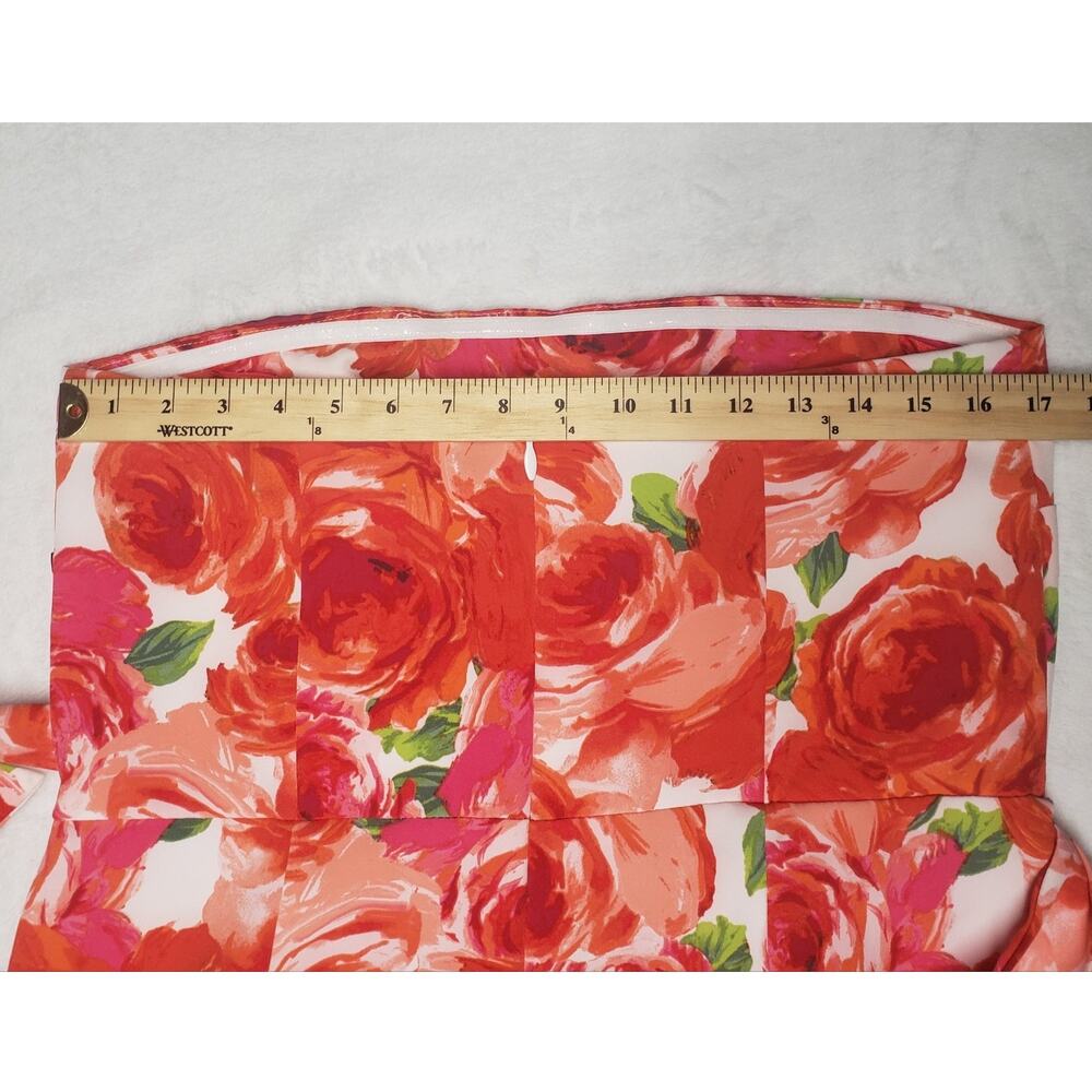 New York & Company Strapless Floral Romper L Rose Print Belted Pockets - Picture 8 of 14